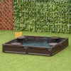 Outsunny Kids Outdoor Sandbox With Cover - Brown - 343-043BN