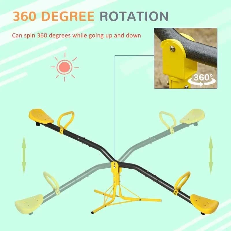 Outsunny 360° Rotating Seesaw For Kids - Yellow - 344-006YL - Image 10