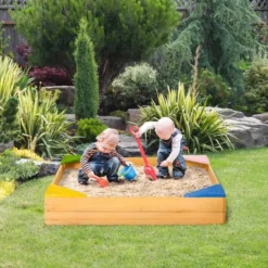 Outsunny Kids Wooden Sand Pit With Four Seats - 343-058V00ND