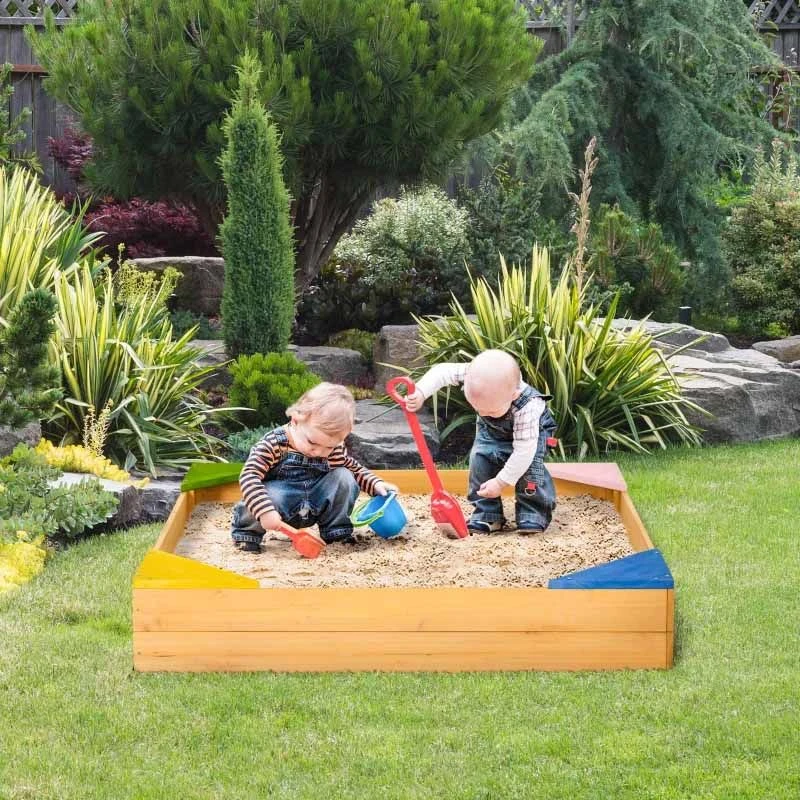 Outsunny Kids Wooden Sand Pit With Four Seats - 343-058V00ND